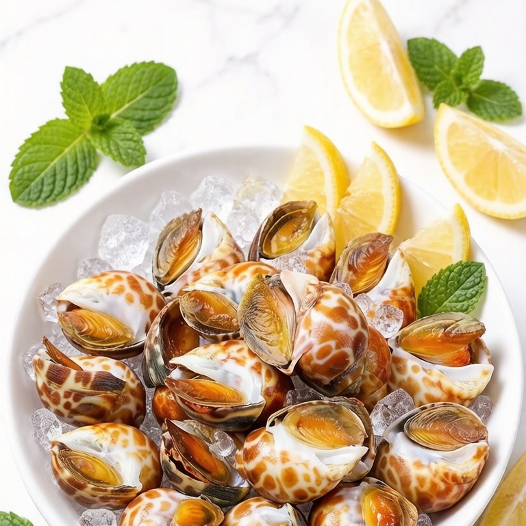 Chilled sea snails served over ice