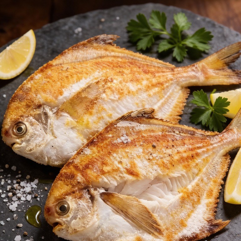 Pan-fried whole fish with a crisp golden edge